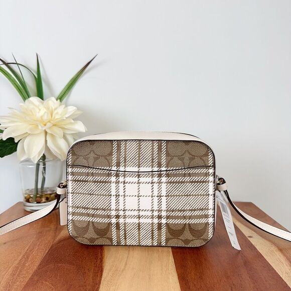 NWT Coach Mini Camera Bag In Signature Canvas With Hunting Fishing Plaid Print - Picture 4 of 7